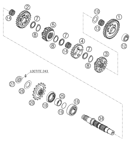 Sprängskiss: Transmission II - Countershaft – KTM 660 SMC 2006