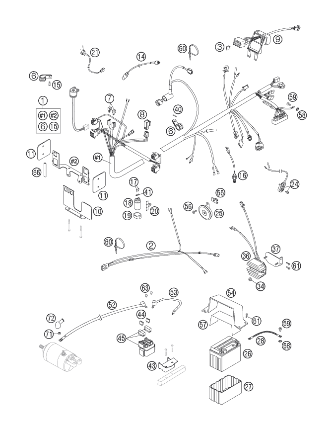 Sprängskiss: Wiring Harness – KTM 640 DUKE II RED 2005
