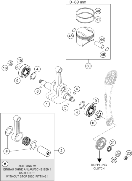 Sprängskiss: Crankshaft, Piston – KTM 450 RALLYE FACTORY REPL. 2004