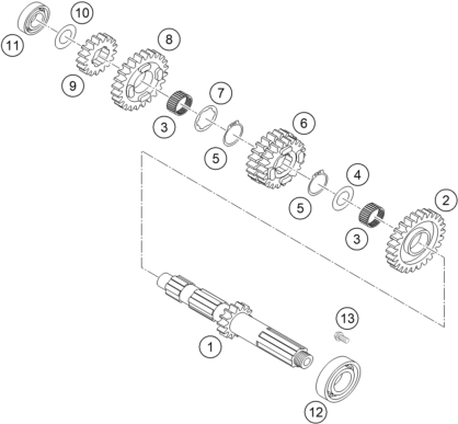 Sprängskiss: Transmission I - Main Shaft – KTM 450 RALLYE FACTORY REPL. 2004
