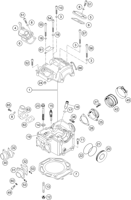 Sprängskiss: Cylinder, Cylinder Head – KTM 450 RALLYE FACTORY REPL. 2004