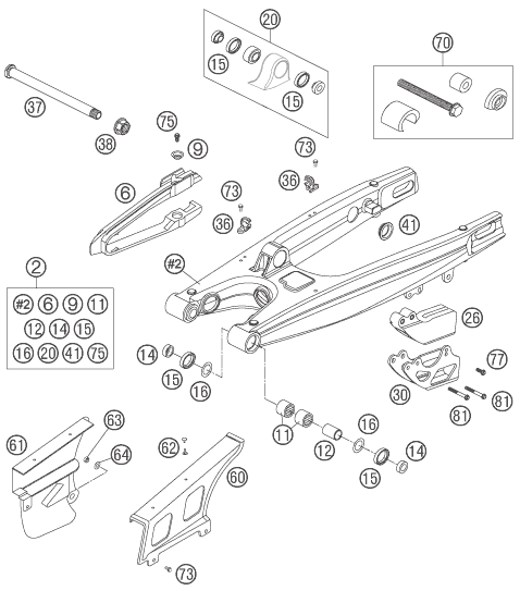Sprängskiss: Swing Arm – KTM 525 EXC FACTORY 2005
