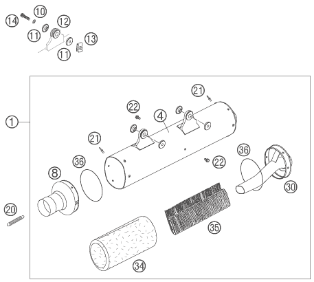 Sprängskiss: Main Silencer – KTM 525 EXC FACTORY 2005