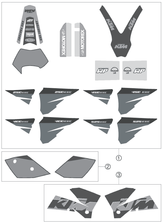Sprängskiss: Decal – KTM 525 EXC FACTORY 2005