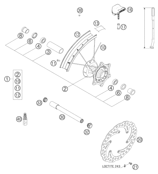Sprängskiss: Front Wheel – KTM 525 SX SUPERMOTO 2005