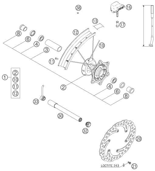 Sprängskiss: Front Wheel – KTM 525 EXC FACTORY 2005
