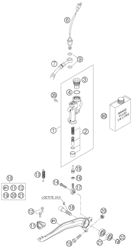 Sprängskiss: Rear Brake Control – KTM 525 EXC FACTORY 2005