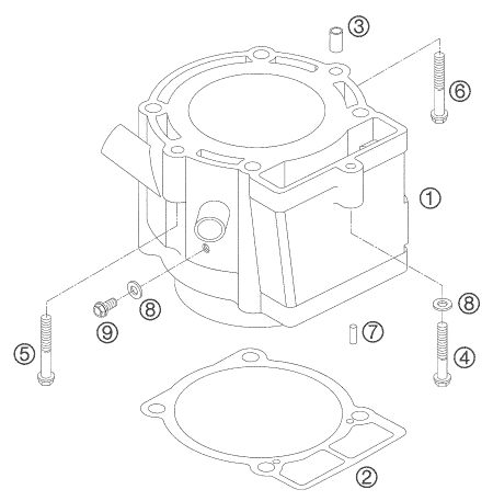 Sprängskiss: Cylinder – KTM 450 SXS RACING 2005