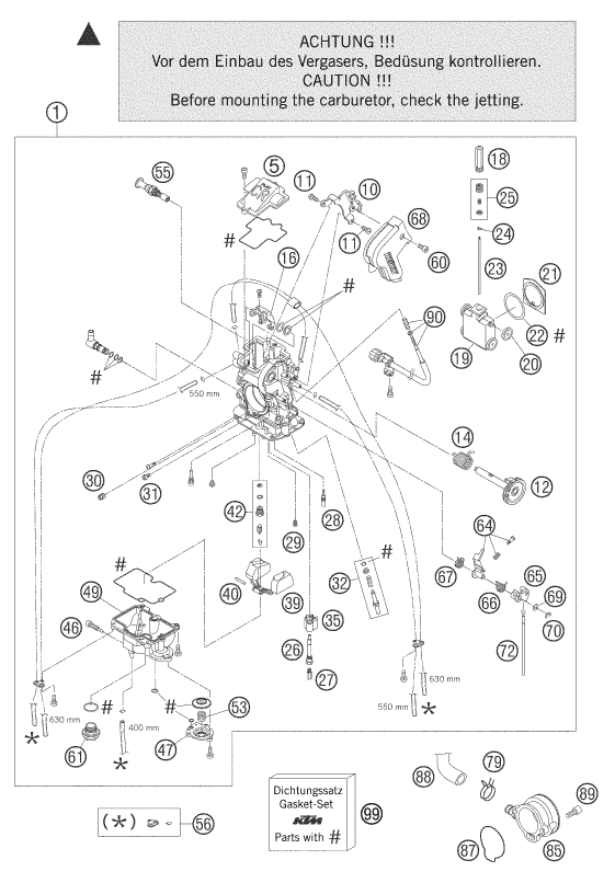 Sprängskiss: Carburetor – KTM 250 EXC RACING 2005