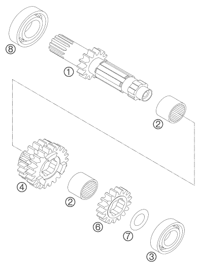 Sprängskiss: Transmission I - Main Shaft – KTM 525 SX SUPERMOTO 2005