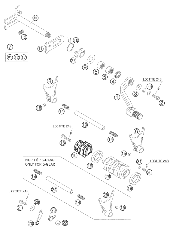 Sprängskiss: Shifting Mechanism – KTM 525 SX SUPERMOTO 2005