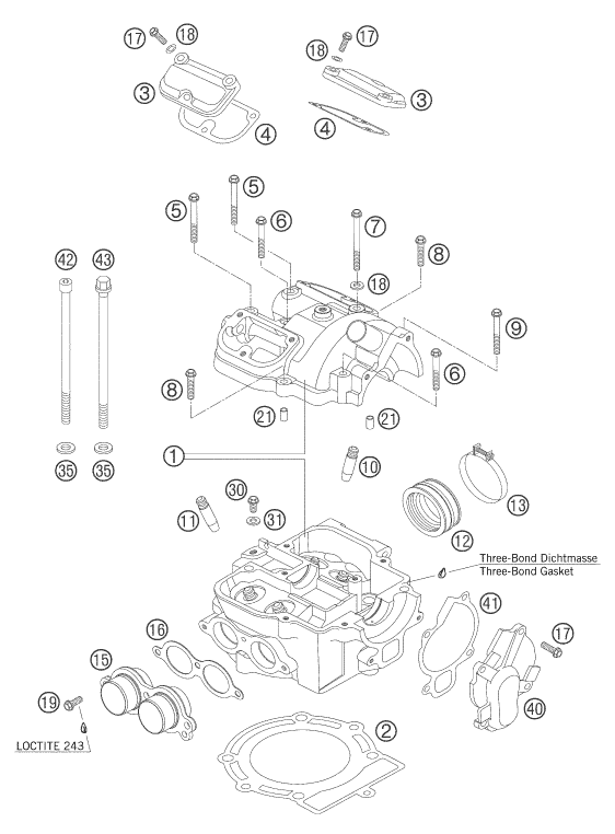 Sprängskiss: Cylinder Head – KTM 400 EXC RACING 2005
