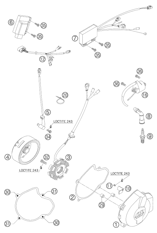 Sprängskiss: Ignition System – KTM 400 EXC RACING 2005
