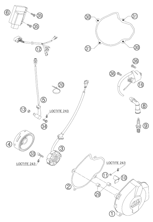 Sprängskiss: Ignition System – KTM 525 SX SUPERMOTO 2005