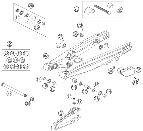 Sprängskiss: Swing Arm – KTM 525 SMR 2005