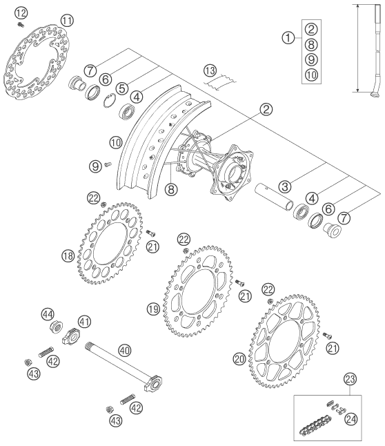 Sprängskiss: Rear Wheel – KTM 525 SMR 2005