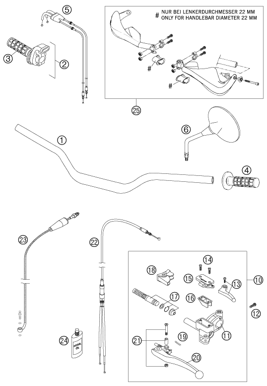 Sprängskiss: Handlebar, Controls – KTM 950 ADVENTURE S 2005