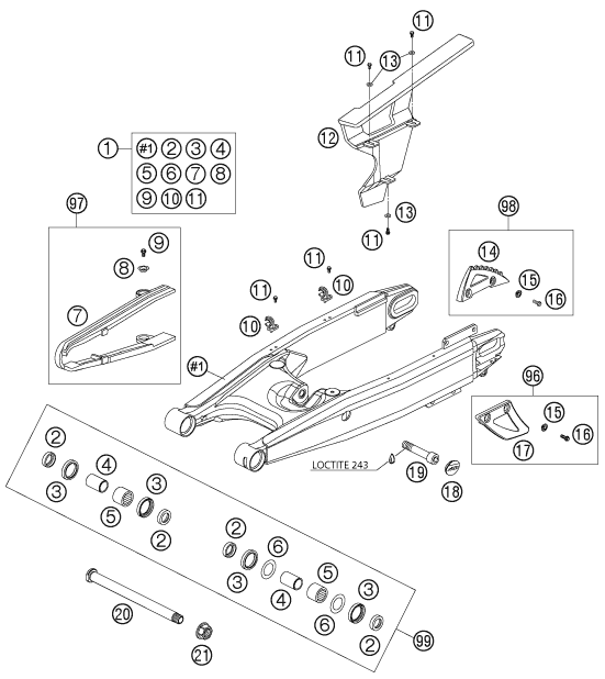 Sprängskiss: Swing Arm – KTM 950 ADVENTURE S 2005