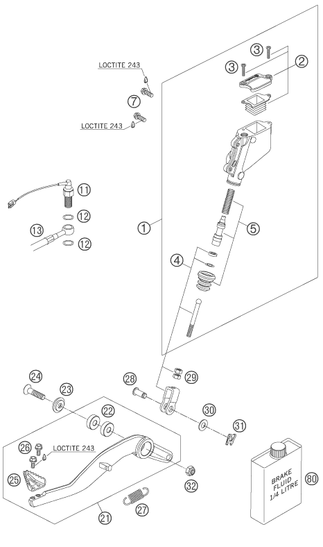 Sprängskiss: Rear Brake Control – KTM 950 ADVENTURE S 2005
