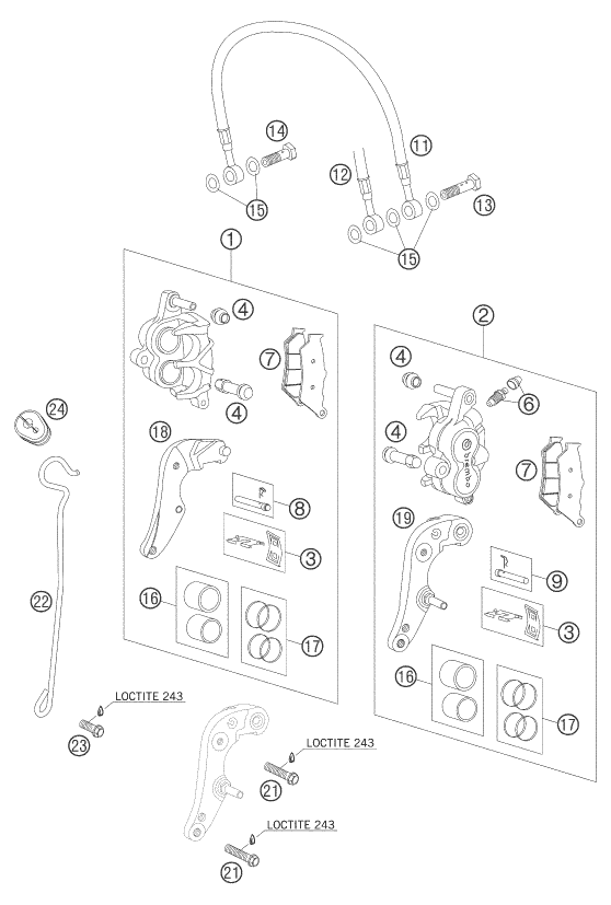 Sprängskiss: Front Brake Caliper – KTM 950 ADVENTURE S 2005