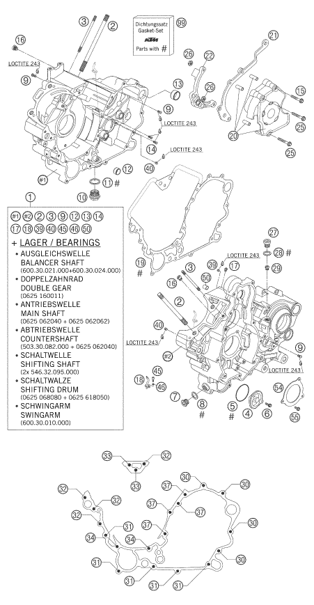 Sprängskiss: Engine Case – KTM 950 ADVENTURE S 2005