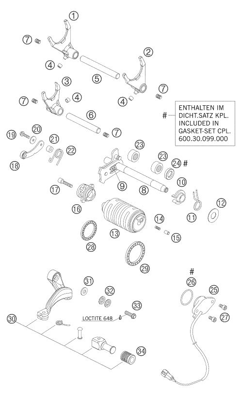 Sprängskiss: Shifting Mechanism – KTM 950 ADVENTURE S 2005