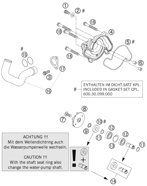 Sprängskiss: Water Pump – KTM 950 ADVENTURE S 2005