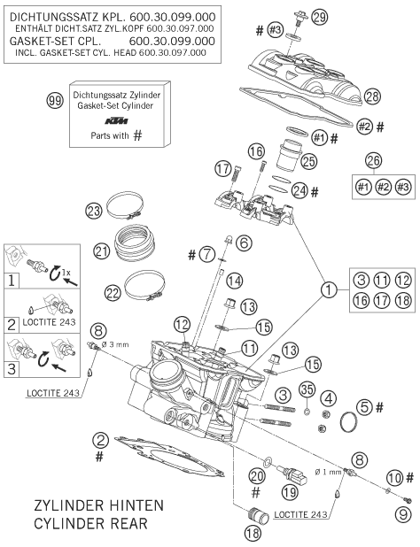 Sprängskiss: Cylinder Head Rear – KTM 950 ADVENTURE S 2005