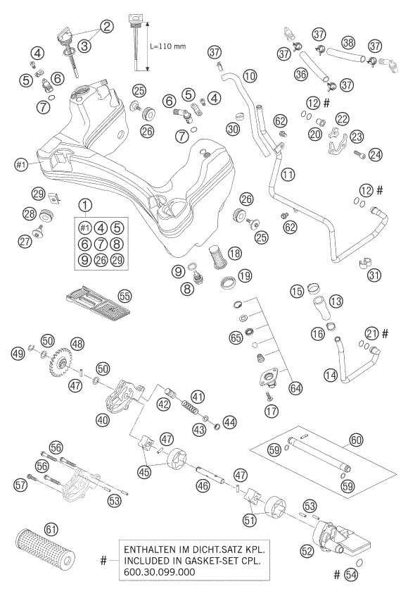 Sprängskiss: Lubricating System – KTM 950 ADVENTURE S 2005