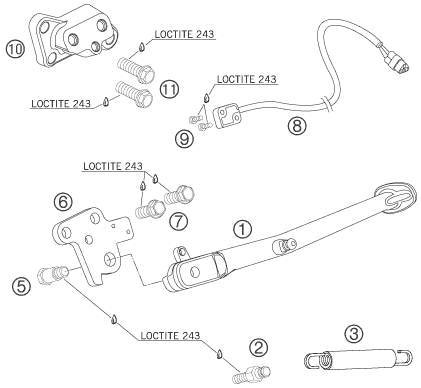 Sprängskiss: Side / Center Stand – KTM 990 SUPERDUKE BLACK 2005