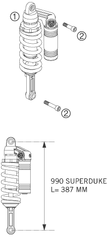 Sprängskiss: Shock Absorber – KTM 990 SUPERDUKE BLACK 2005