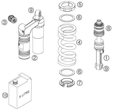 Sprängskiss: Shock Absorber Disassembled – KTM 990 SUPERDUKE BLACK 2005