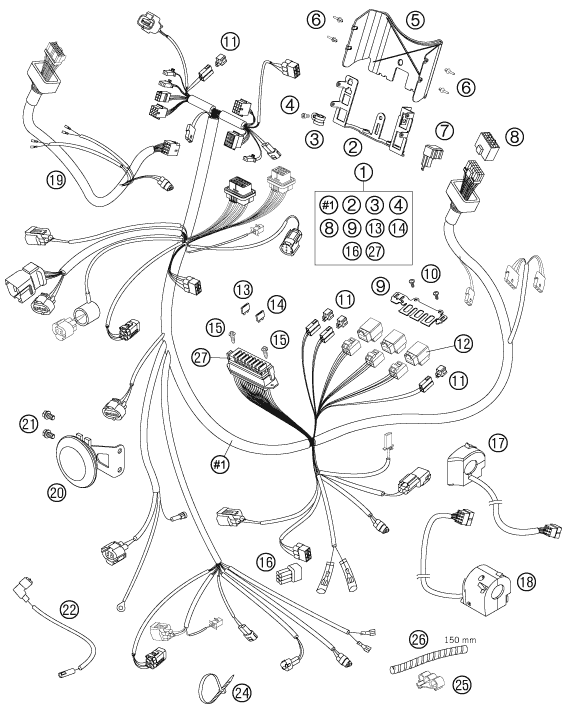 Sprängskiss: Wiring Harness – KTM 990 SUPERDUKE BLACK 2005