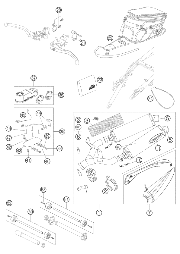 Sprängskiss: Accessories – KTM 990 SUPERDUKE BLACK 2005