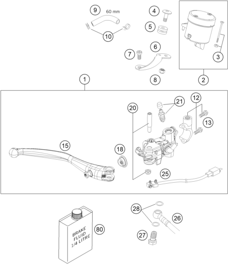 Sprängskiss: Front Brake Control – KTM 990 SUPERDUKE BLACK 2005