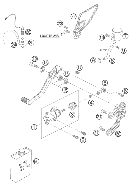 Sprängskiss: Rear Brake Control – KTM 990 SUPERDUKE BLACK 2005
