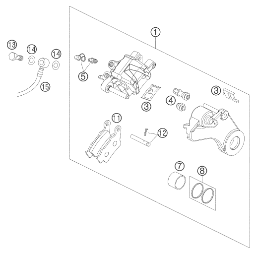 Sprängskiss: Rear Brake Caliper – KTM 990 SUPER DUKE BLACK 2007