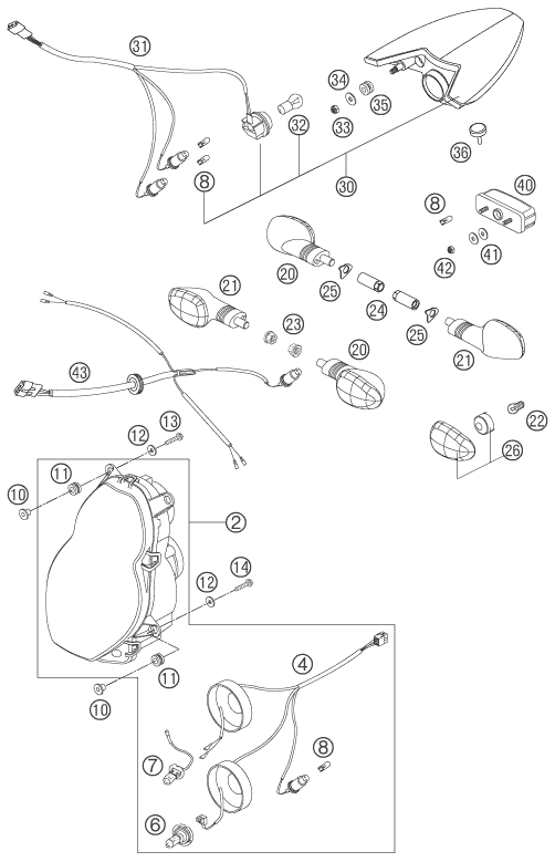 Sprängskiss: Lighting System – KTM 990 SUPERDUKE BLACK 2005