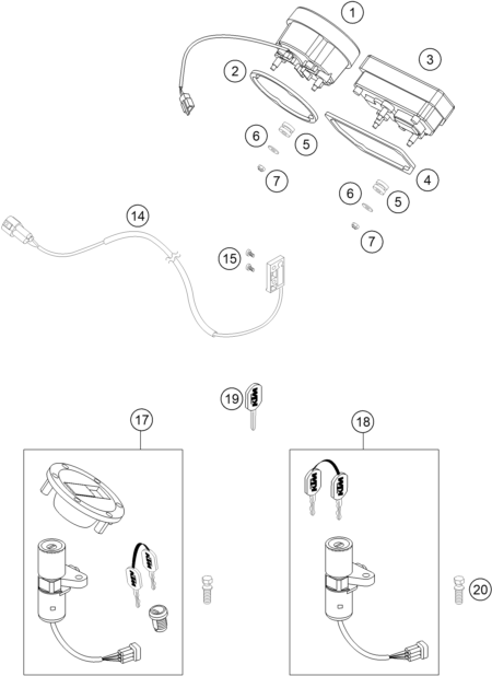 Sprängskiss: Instruments / Lock System – KTM 990 SUPERDUKE BLACK 2005