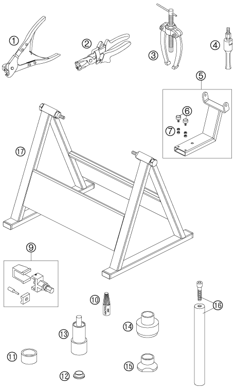 Sprängskiss: Special Tools – KTM 990 SUPERDUKE BLACK 2005