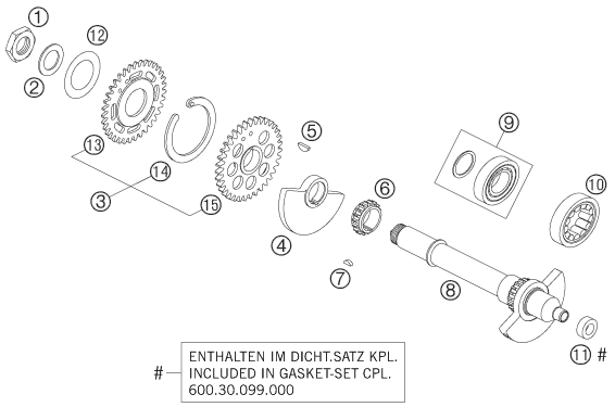 Sprängskiss: Balancer Shaft – KTM 990 SUPERDUKE BLACK 2005