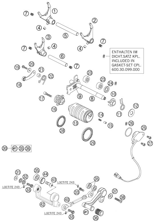 Sprängskiss: Shifting Mechanism – KTM 990 SUPERDUKE BLACK 2005