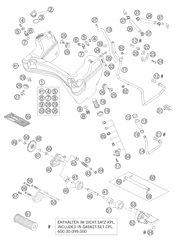 Sprängskiss: Lubricating System – KTM 990 SUPERDUKE BLACK 2005