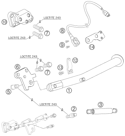 Sprängskiss: Side / Center Stand – KTM 950 SUPERMOTO BLACK 2006