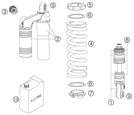 Sprängskiss: Shock Absorber Disassembled – KTM 950 SUPERMOTO BLACK 2006
