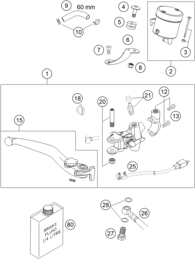 Sprängskiss: Front Brake Control – KTM 950 SUPERMOTO BLACK 2006