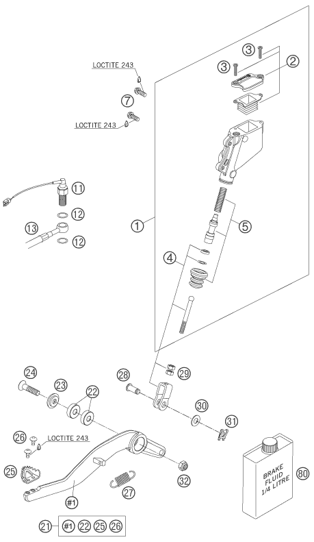Sprängskiss: Rear Brake Control – KTM 950 SUPERMOTO BLACK 2006