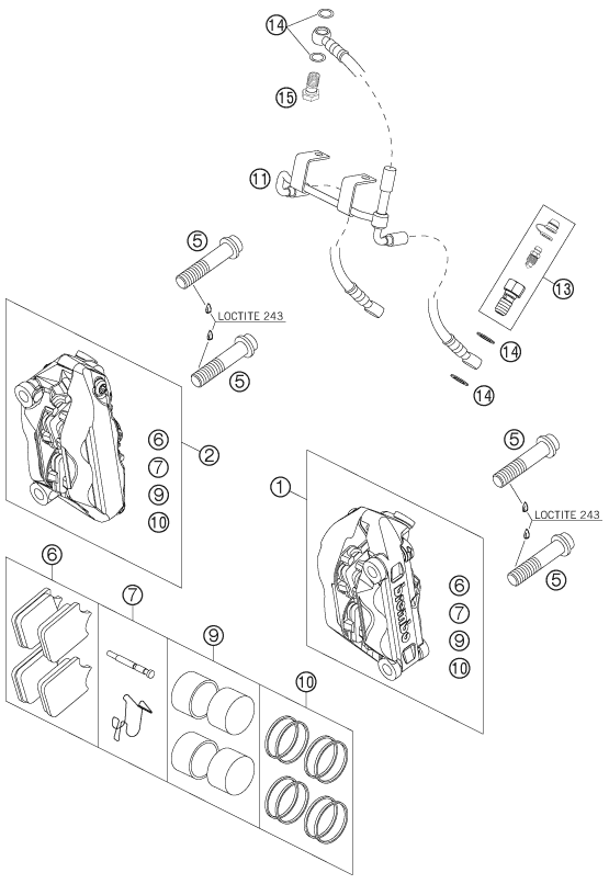 Sprängskiss: Front Brake Caliper – KTM 950 SUPERMOTO BLACK 2006