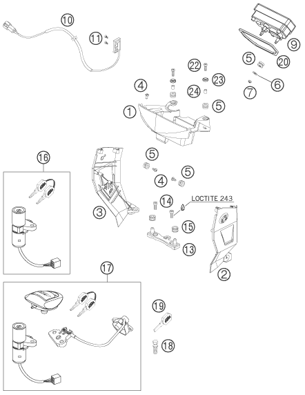 Sprängskiss: Instruments / Lock System – KTM 950 SUPERMOTO BLACK 2006