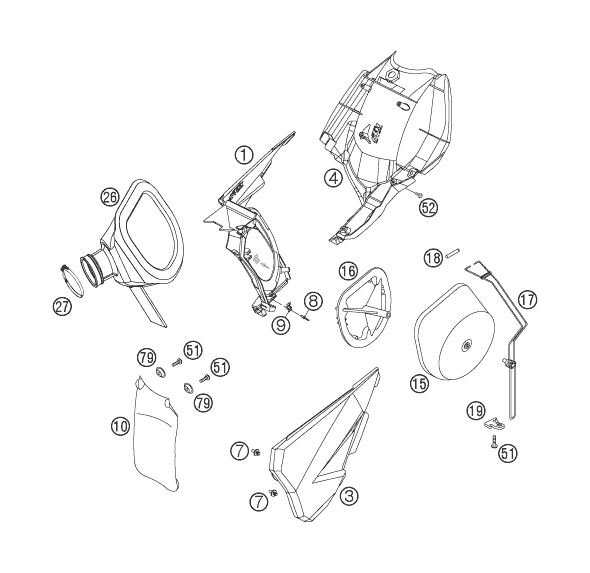 Sprängskiss: Air Filter – KTM 250 EXC-F 2007